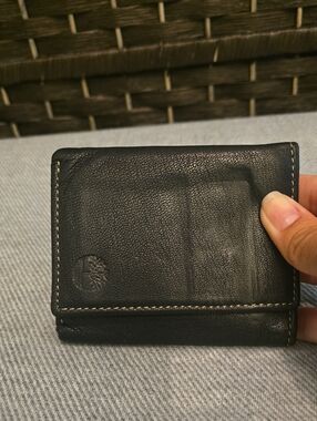 Timberland Black Leather Trifold Card Wallet